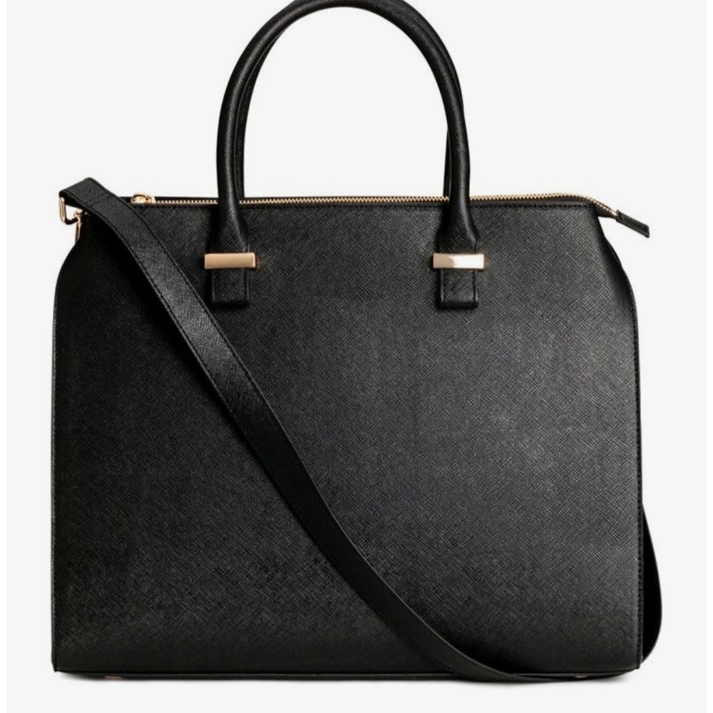 H&M Oversized Travel / Handbag with Handles & Detachable Shoulder Strap, Black